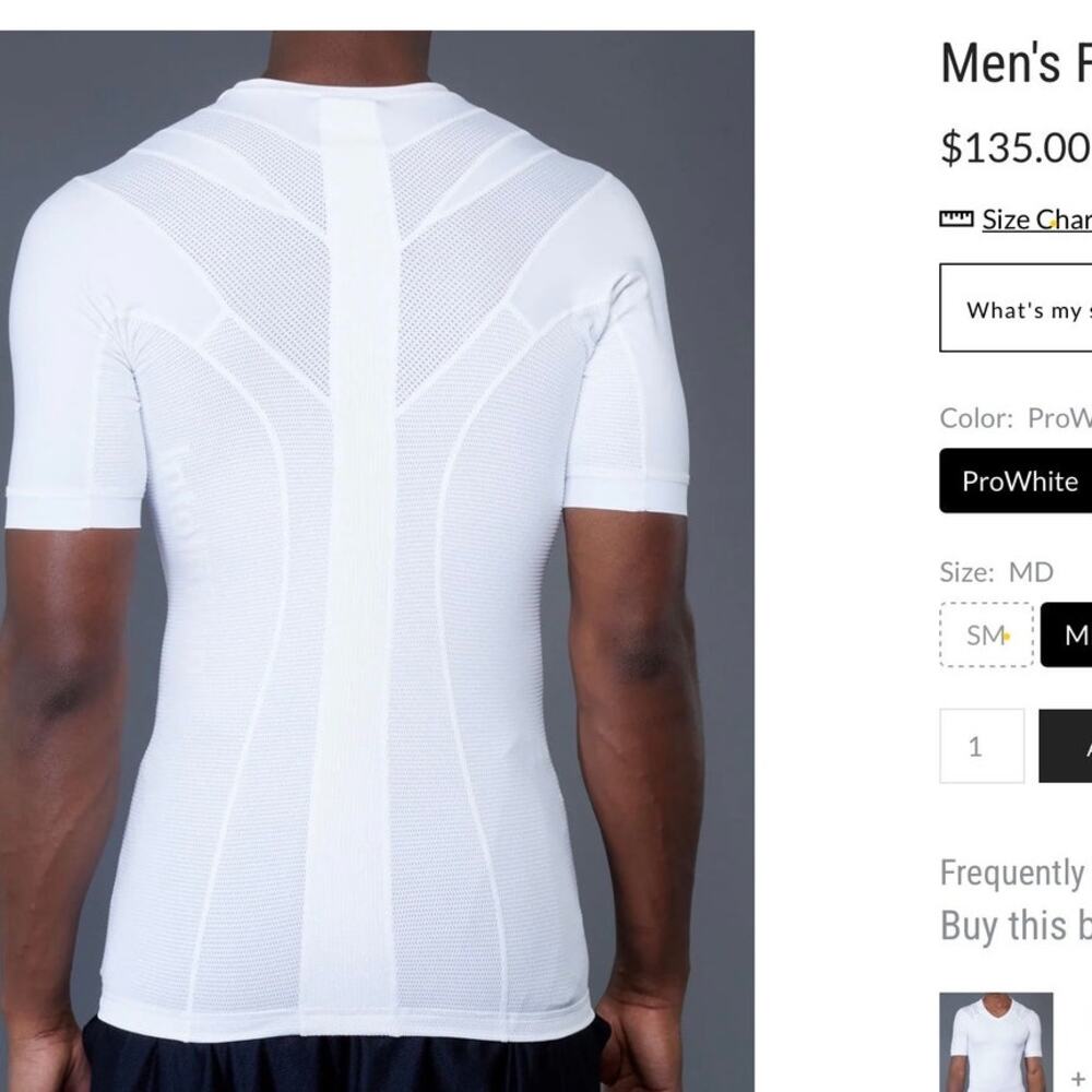 EUC Men’s Intelliskin White Short Sleeve Compression, Back Support Size Small